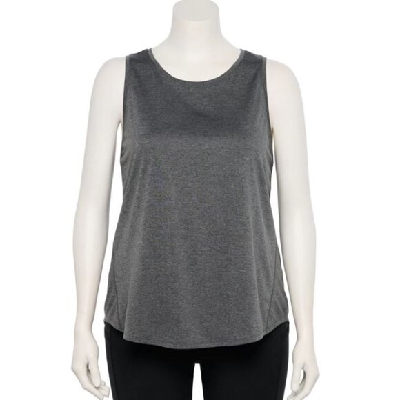 Womens Workout Tank Top 2X Gray Crew Dry-Tek Jersey Tek Gear Shirt - Picture 1 of 5